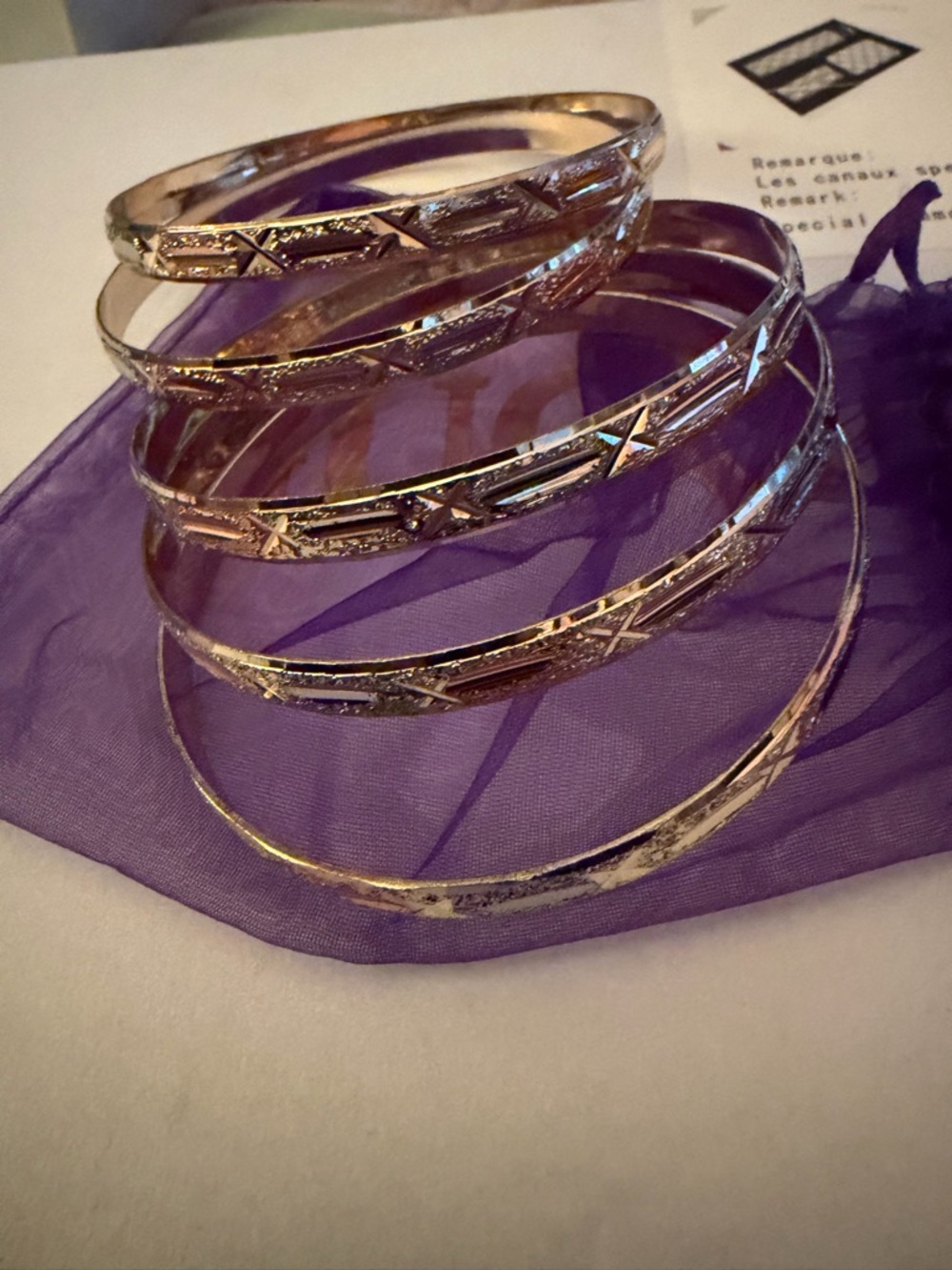 Gold-Tone Textured Bangle Bracelet Set - Women Jewelry
